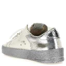 Silver Cowhide Athletic Sneakers