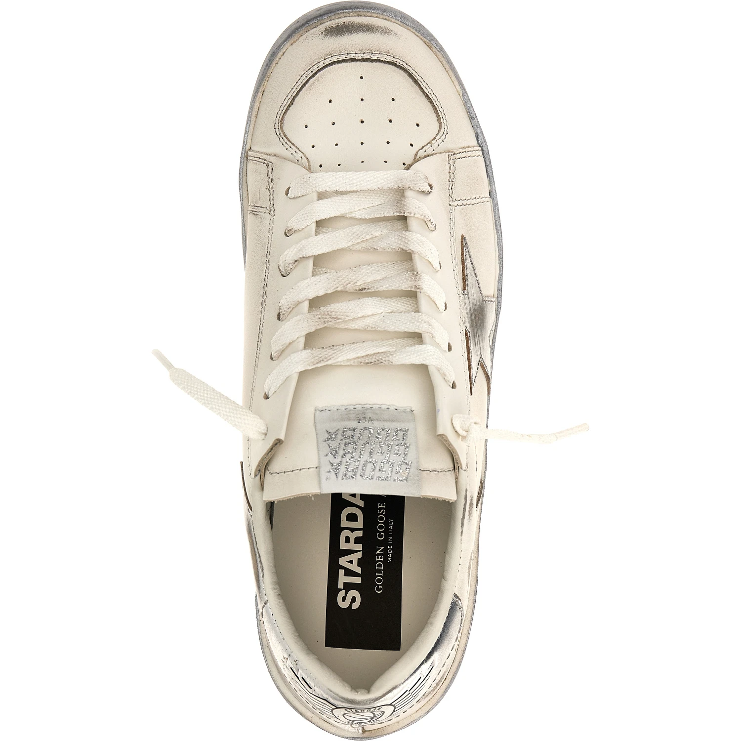 Silver Cowhide Athletic Sneakers