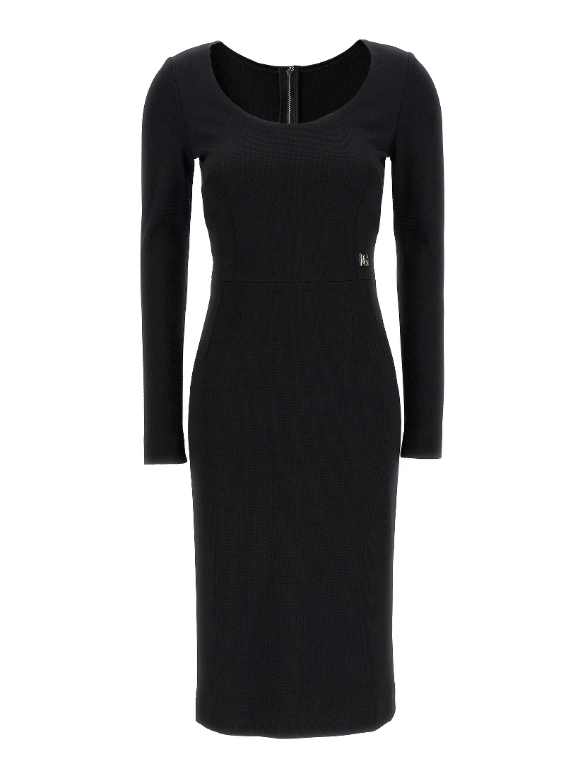 Black Viscose Midi Dress