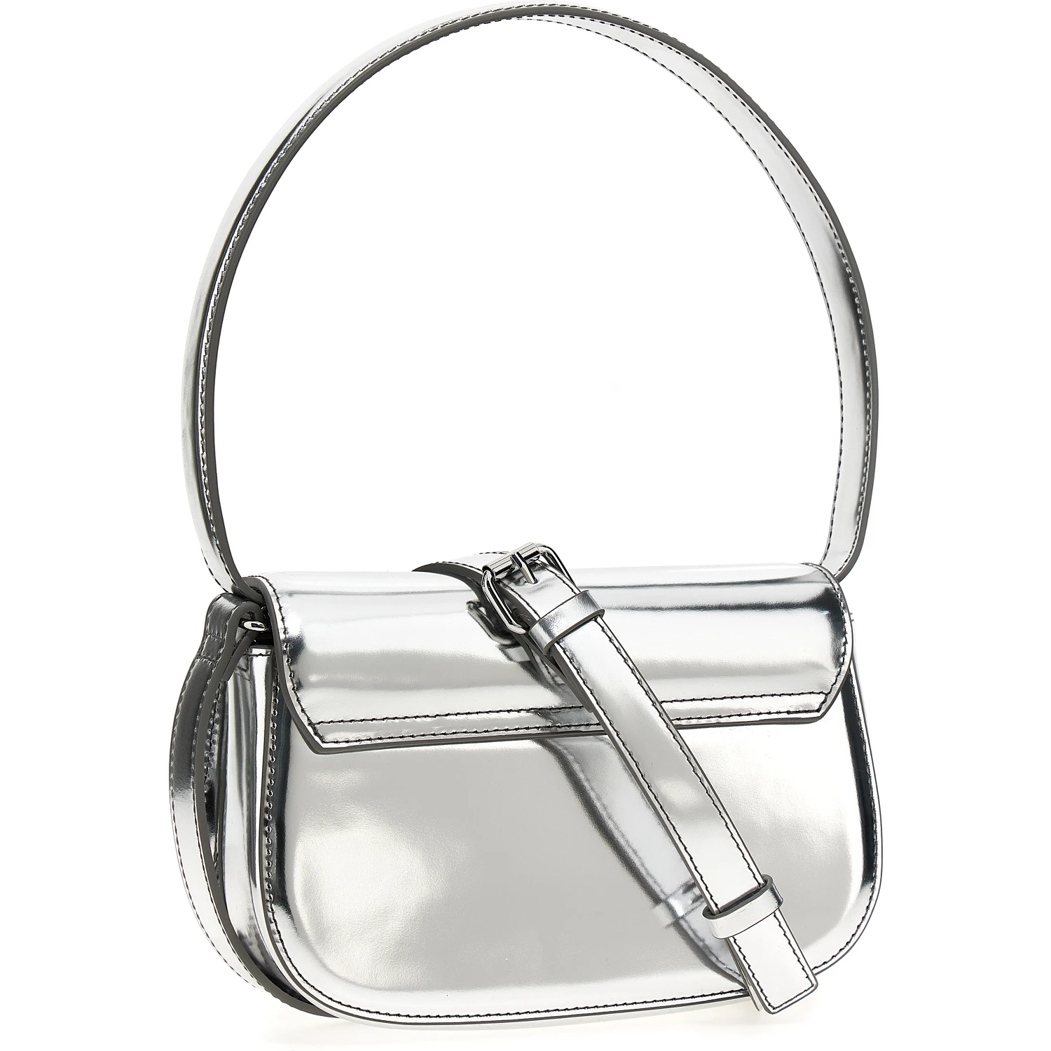 Silver Cowhide Shoulder Bag