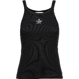 Black Cotton Sleeveles T-Shirt