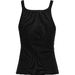 Black Cotton Sleeveles T-Shirt
