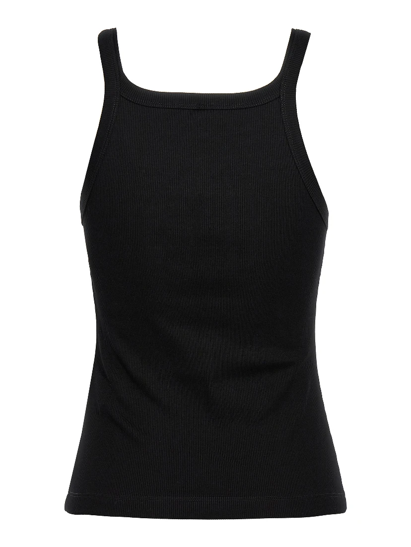 Black Cotton Sleeveles T-Shirt