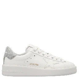 Silver Leather Low Top Sneakers