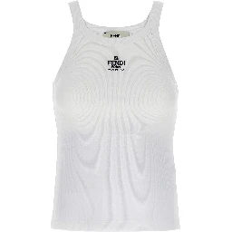 White Cotton Sleeveles T-Shirt