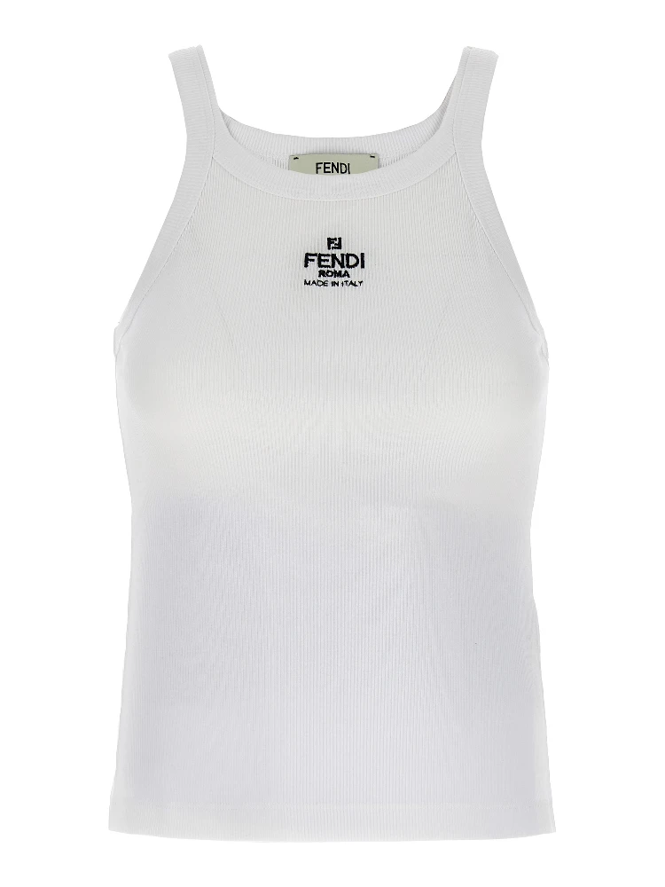 White Cotton Sleeveles T-Shirt