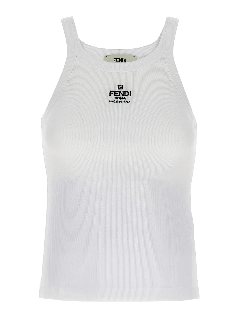 White Cotton Sleeveles T-Shirt