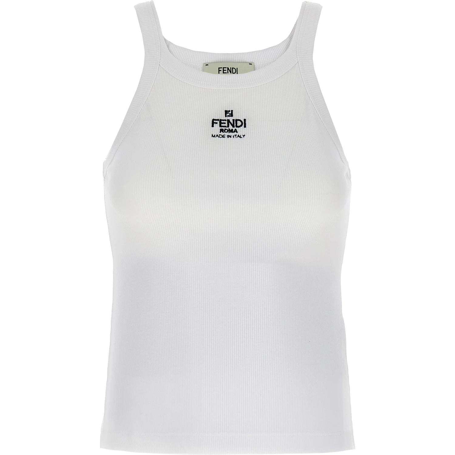 White Cotton Sleeveles T-Shirt