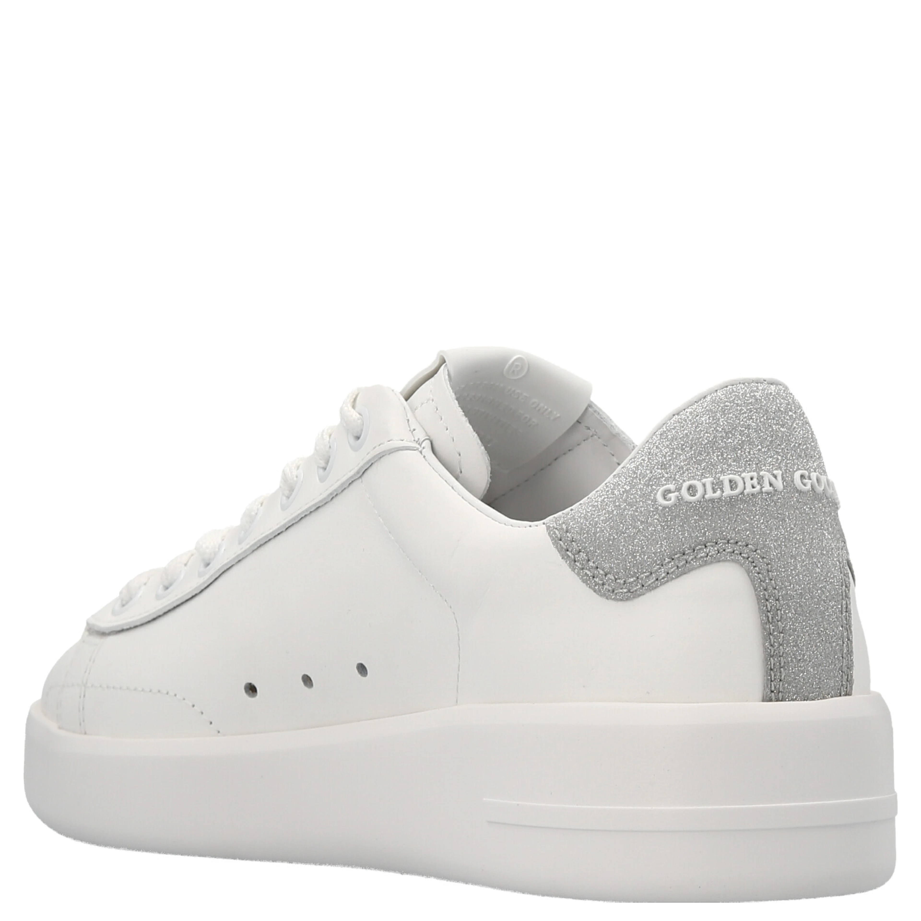 Silver Leather Low Top Sneakers