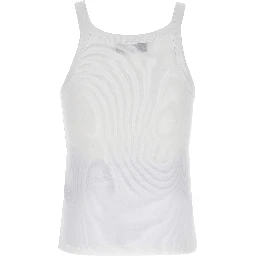 White Cotton Sleeveles T-Shirt