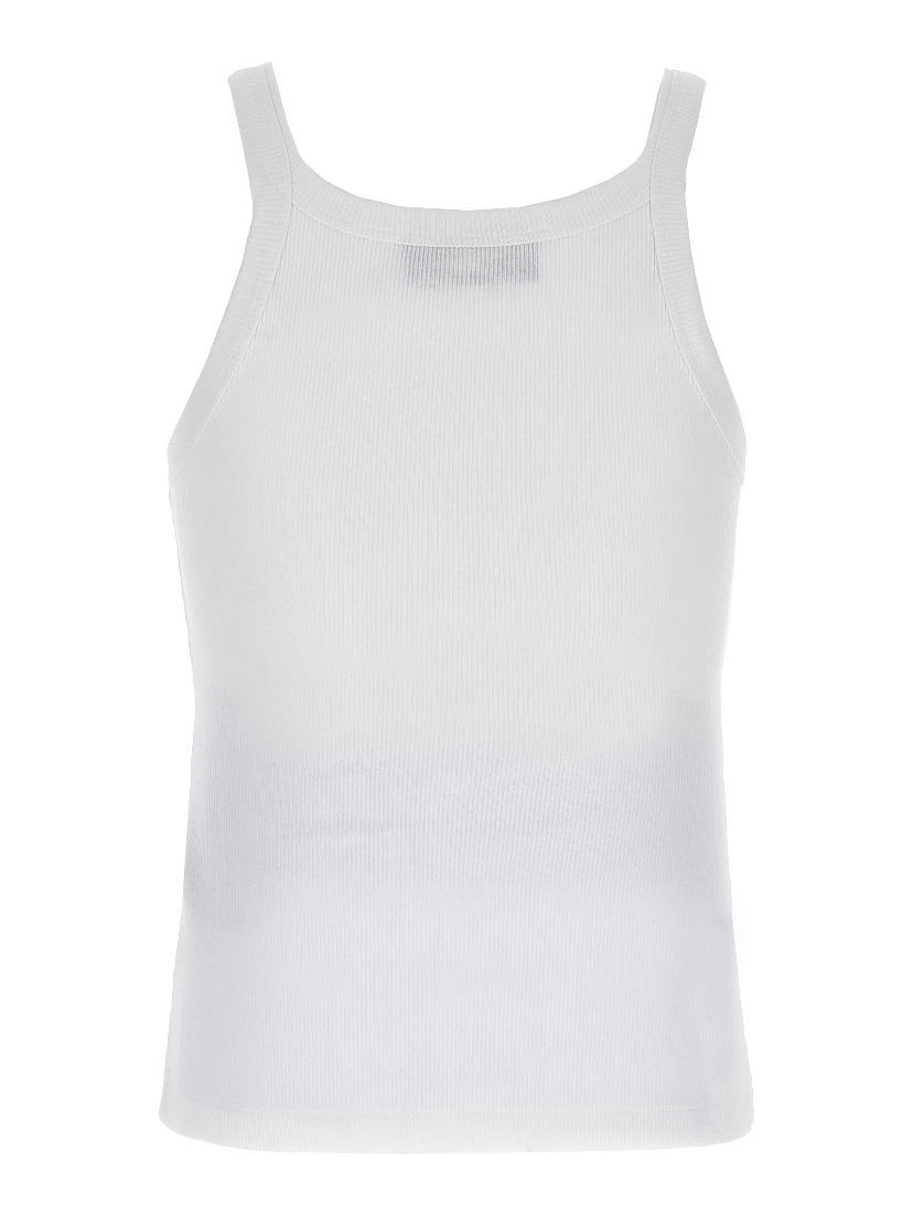 White Cotton Sleeveles T-Shirt
