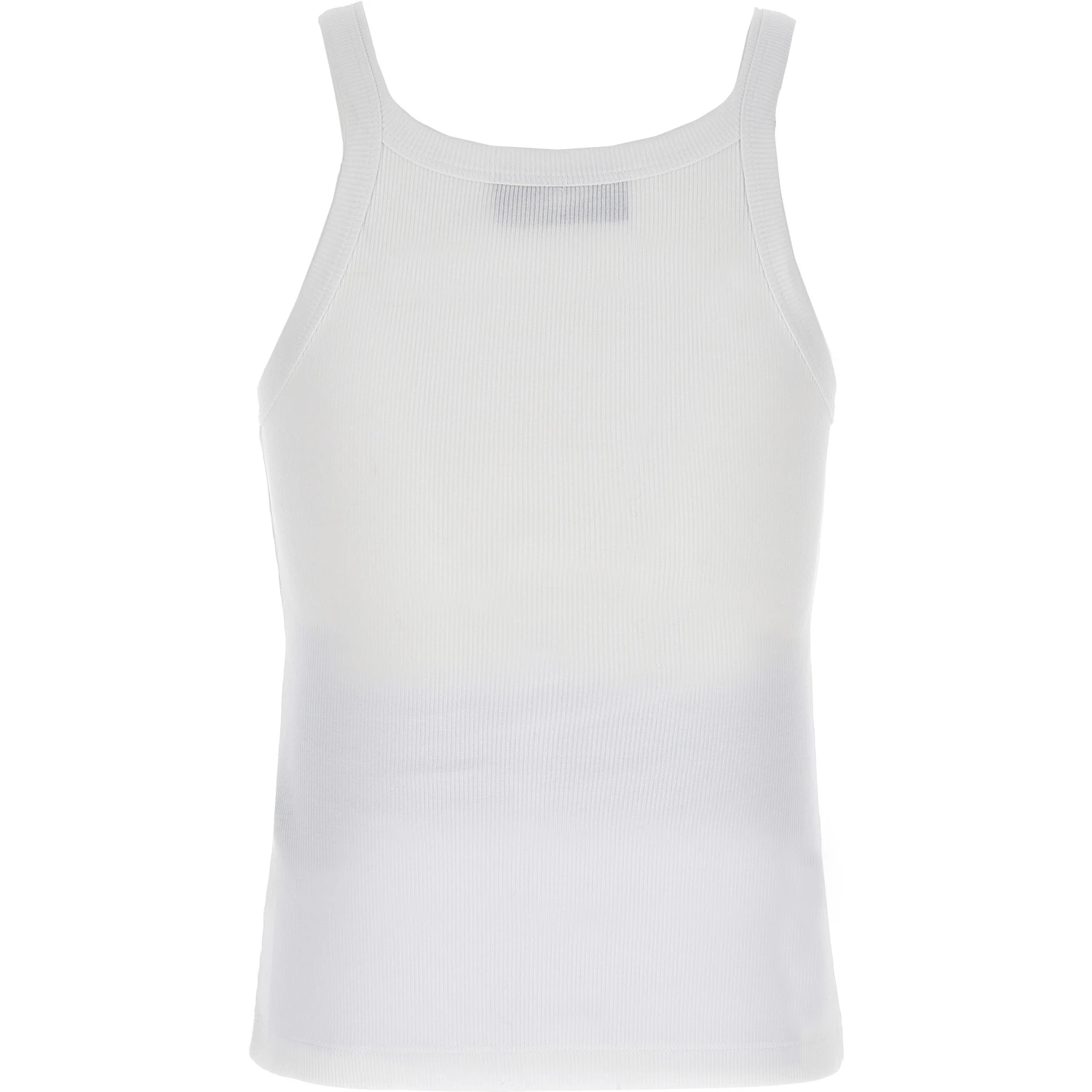 White Cotton Sleeveles T-Shirt