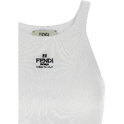 White Cotton Sleeveles T-Shirt