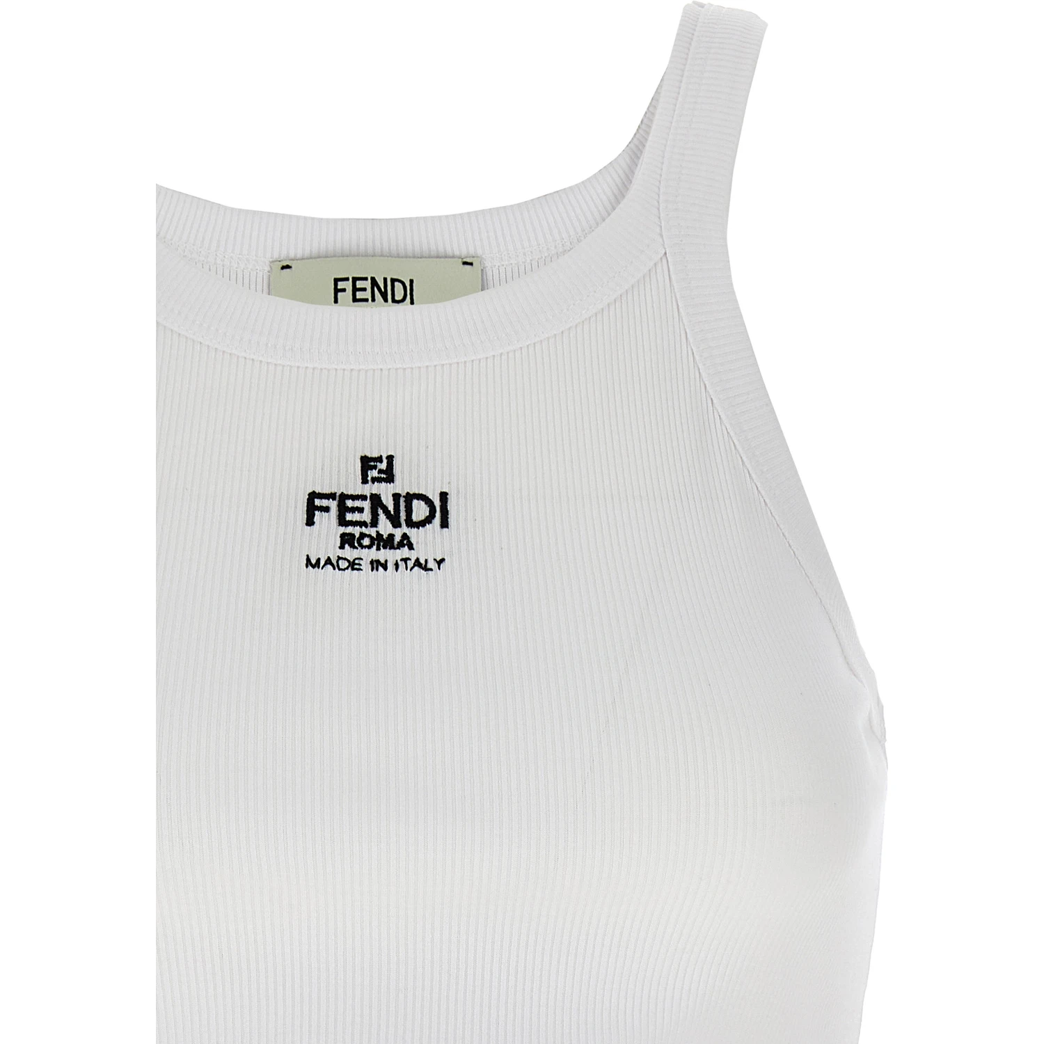 White Cotton Sleeveles T-Shirt