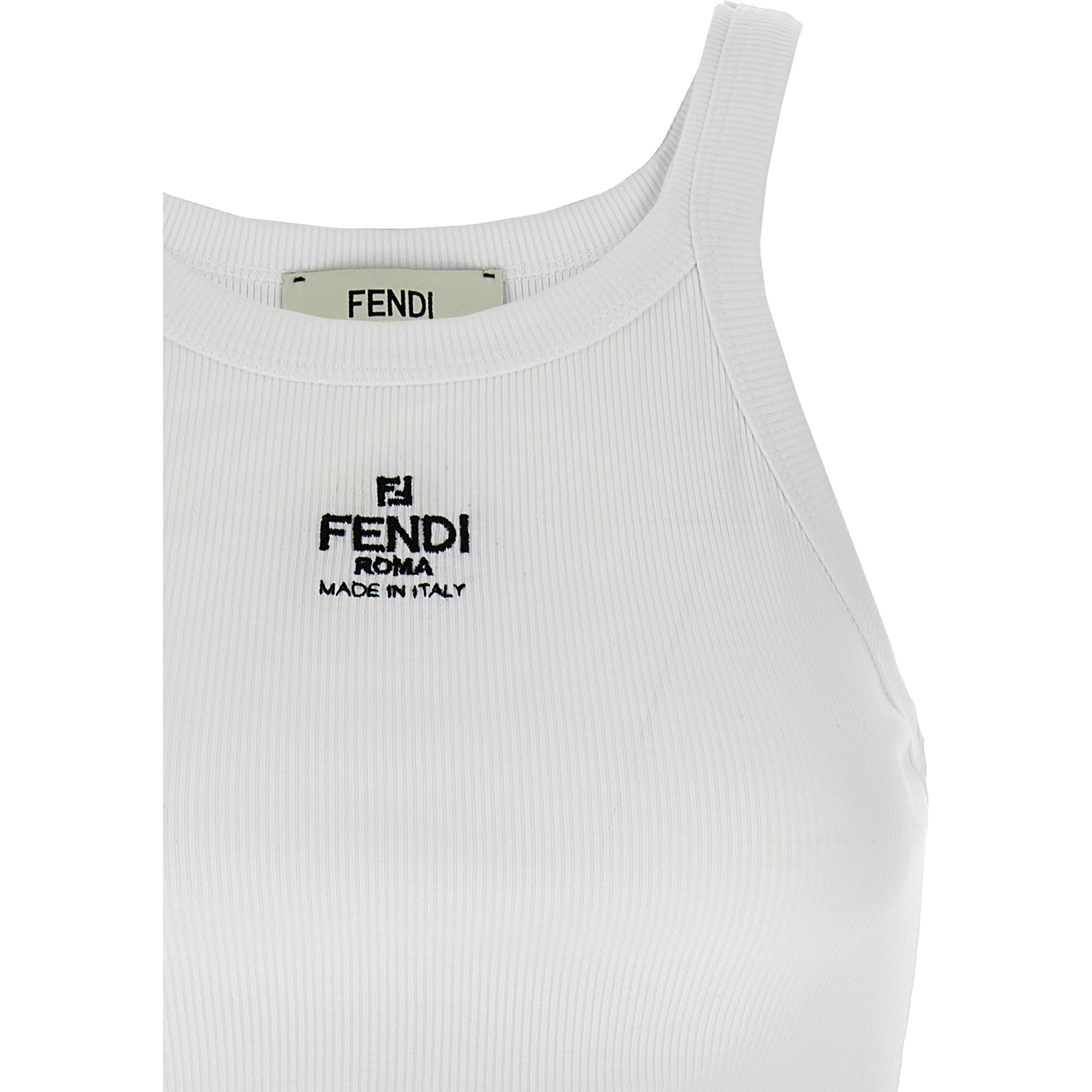 White Cotton Sleeveles T-Shirt