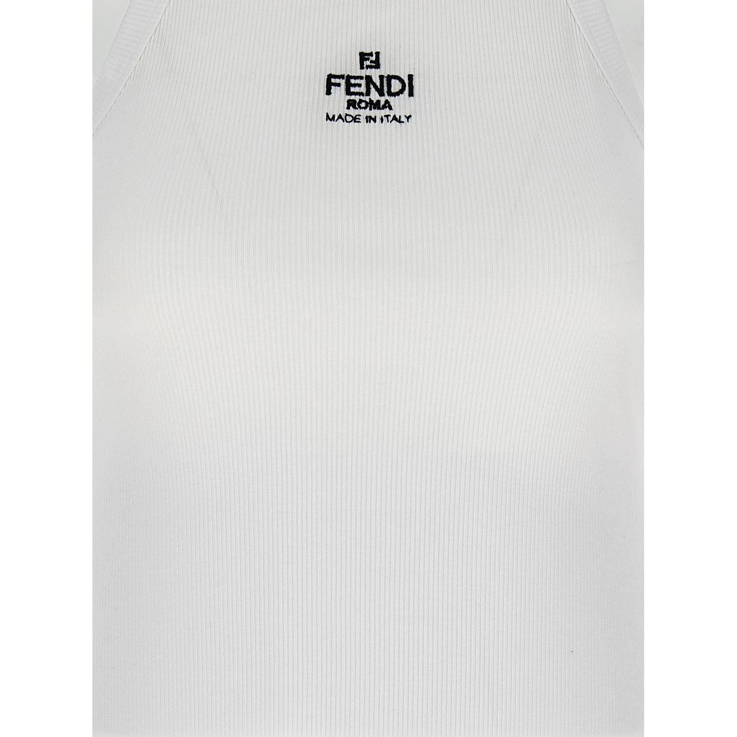 White Cotton Sleeveles T-Shirt