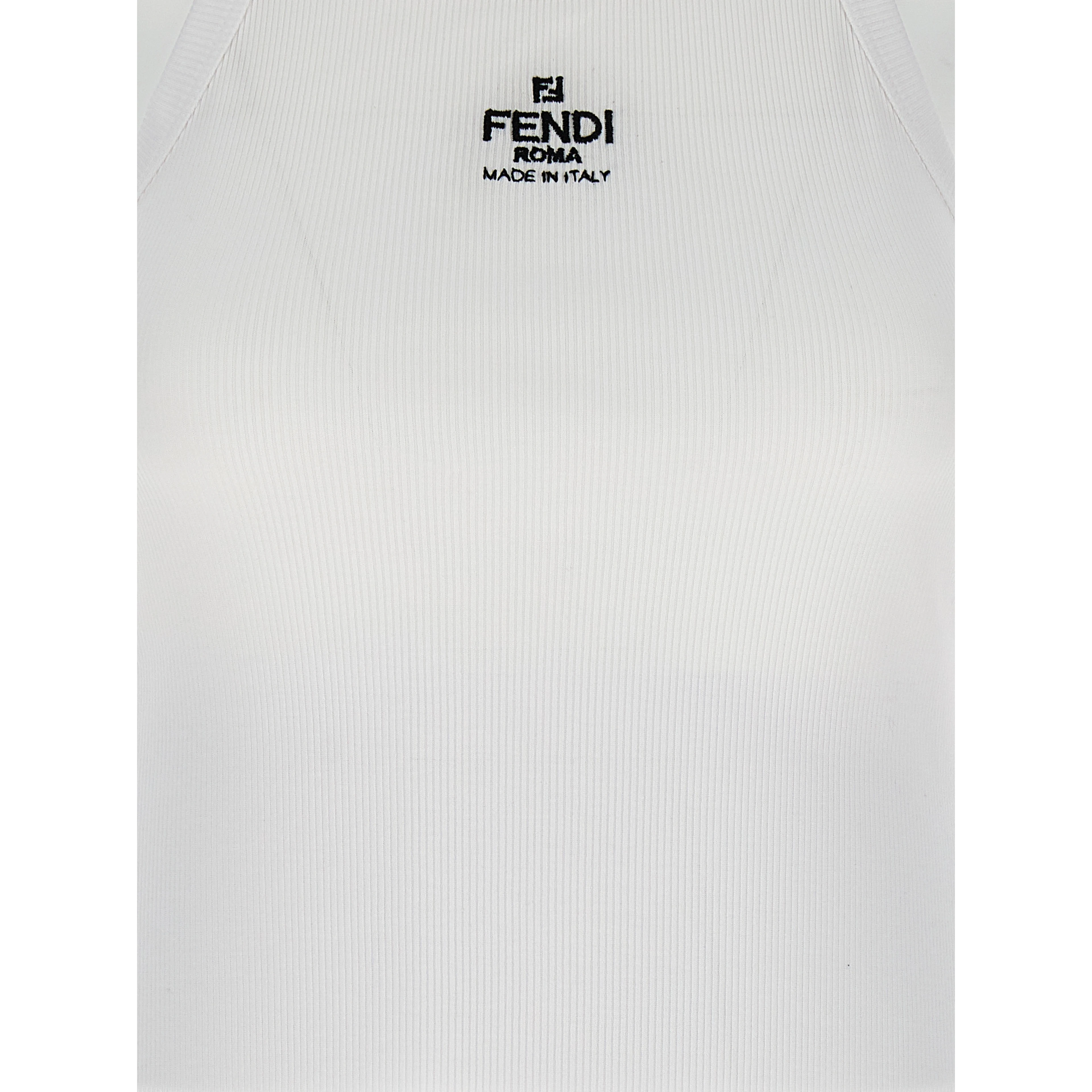 White Cotton Sleeveles T-Shirt