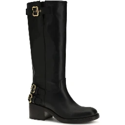 Black Calf Leather Bos Taurus Flat Boots