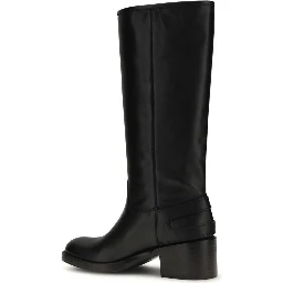 Black Calf Leather Bos Taurus Flat Boots