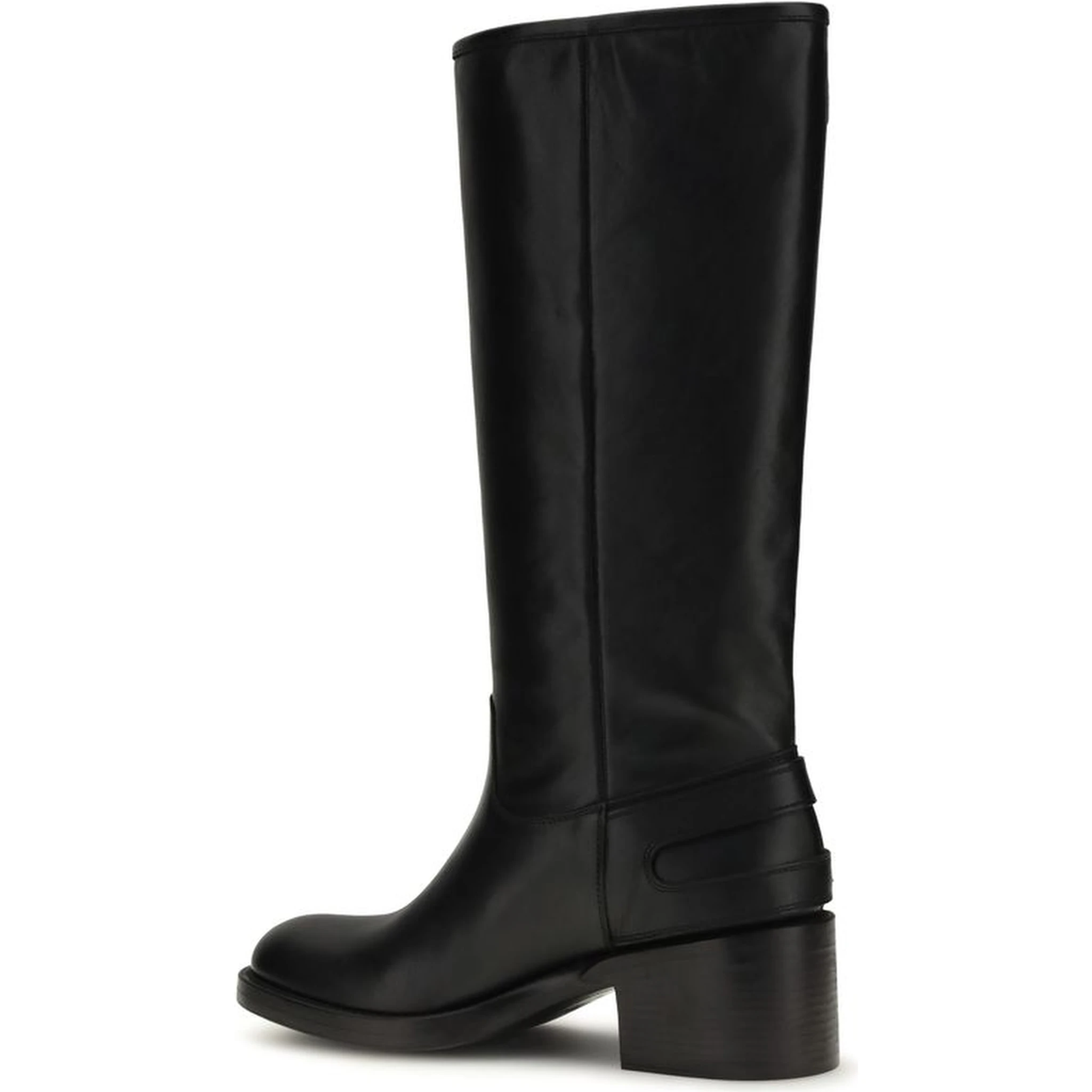 Black Calf Leather Bos Taurus Flat Boots