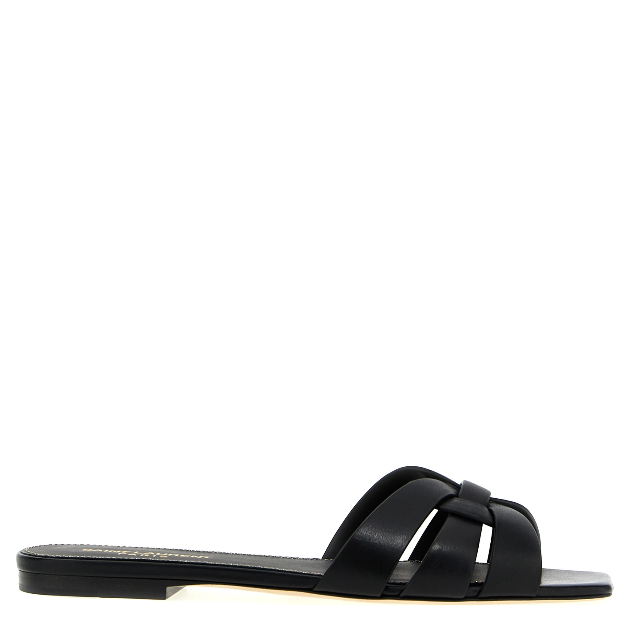 Black Calfskin Slides