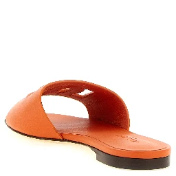 Orange Calfskin Slides