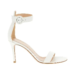 White Napa Leather / Calf Bos Taurus Stiletto Heel Sandals