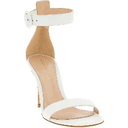 White Napa Leather / Calf Bos Taurus Stiletto Heel Sandals