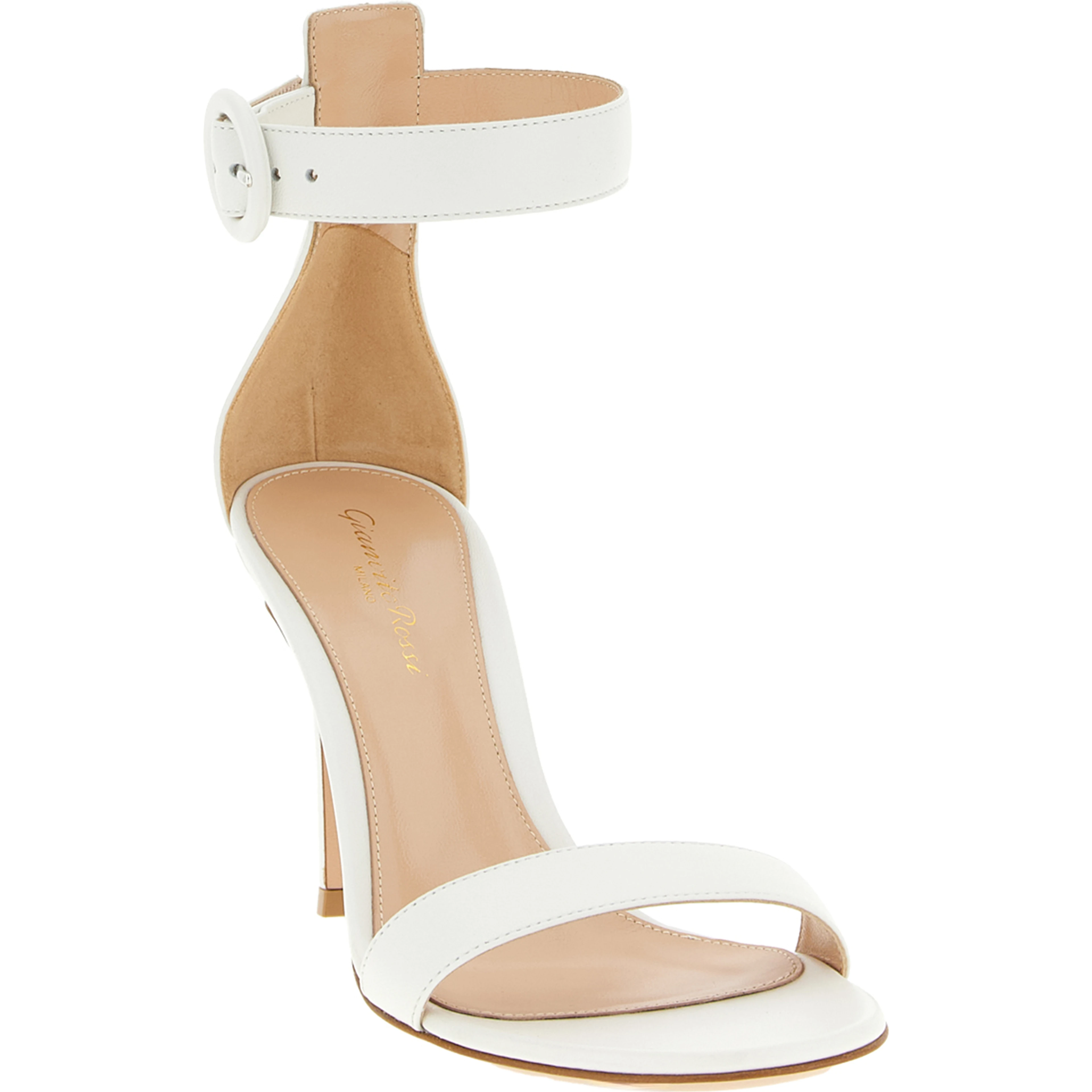 White Napa Leather / Calf Bos Taurus Stiletto Heel Sandals