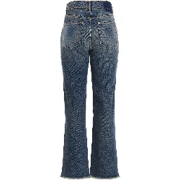 Blue Cotton Flared Jeans