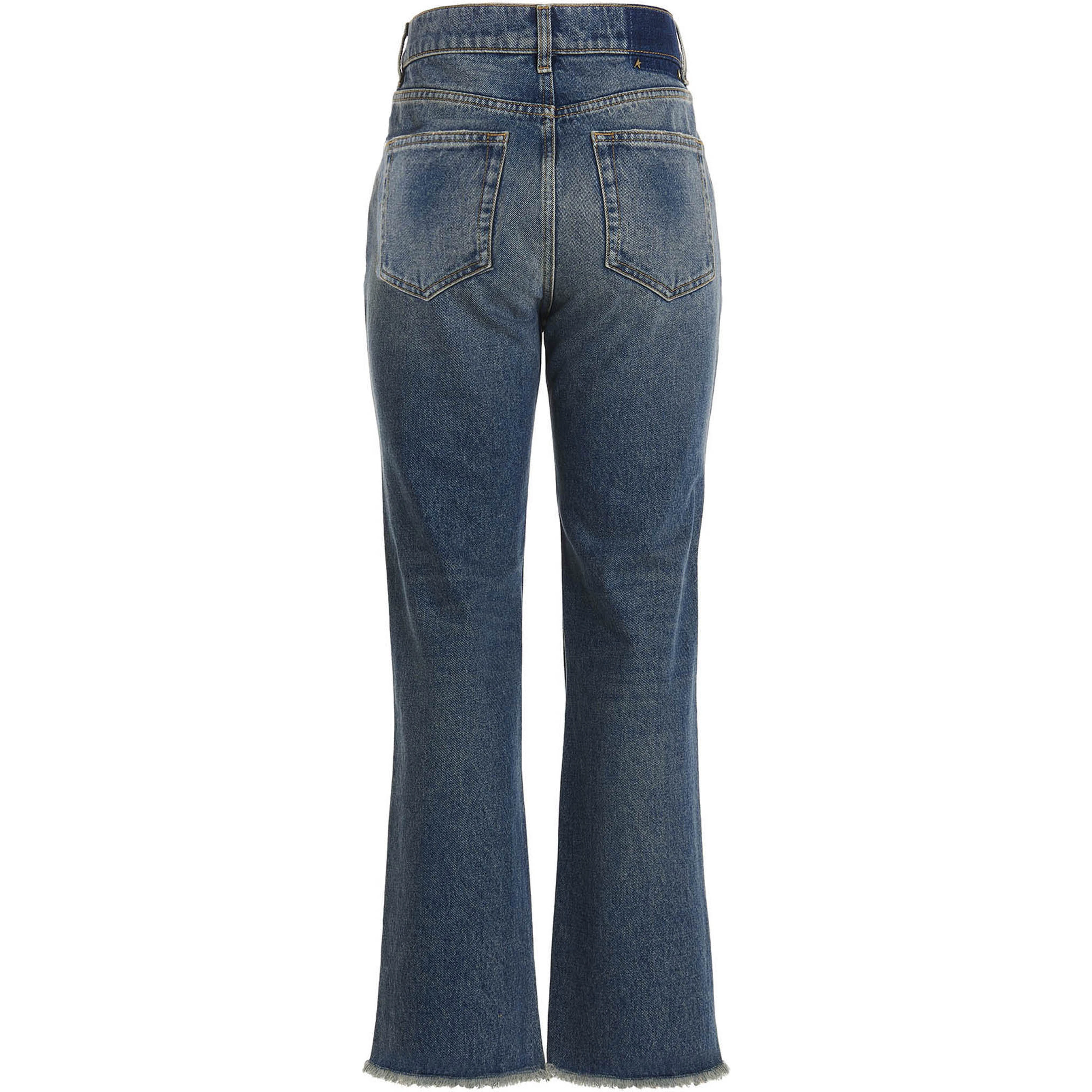 Blue Cotton Flared Jeans