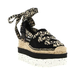 Multicolor Cotton Wedge Sandals