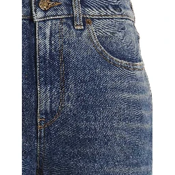 Blue Cotton Flared Jeans