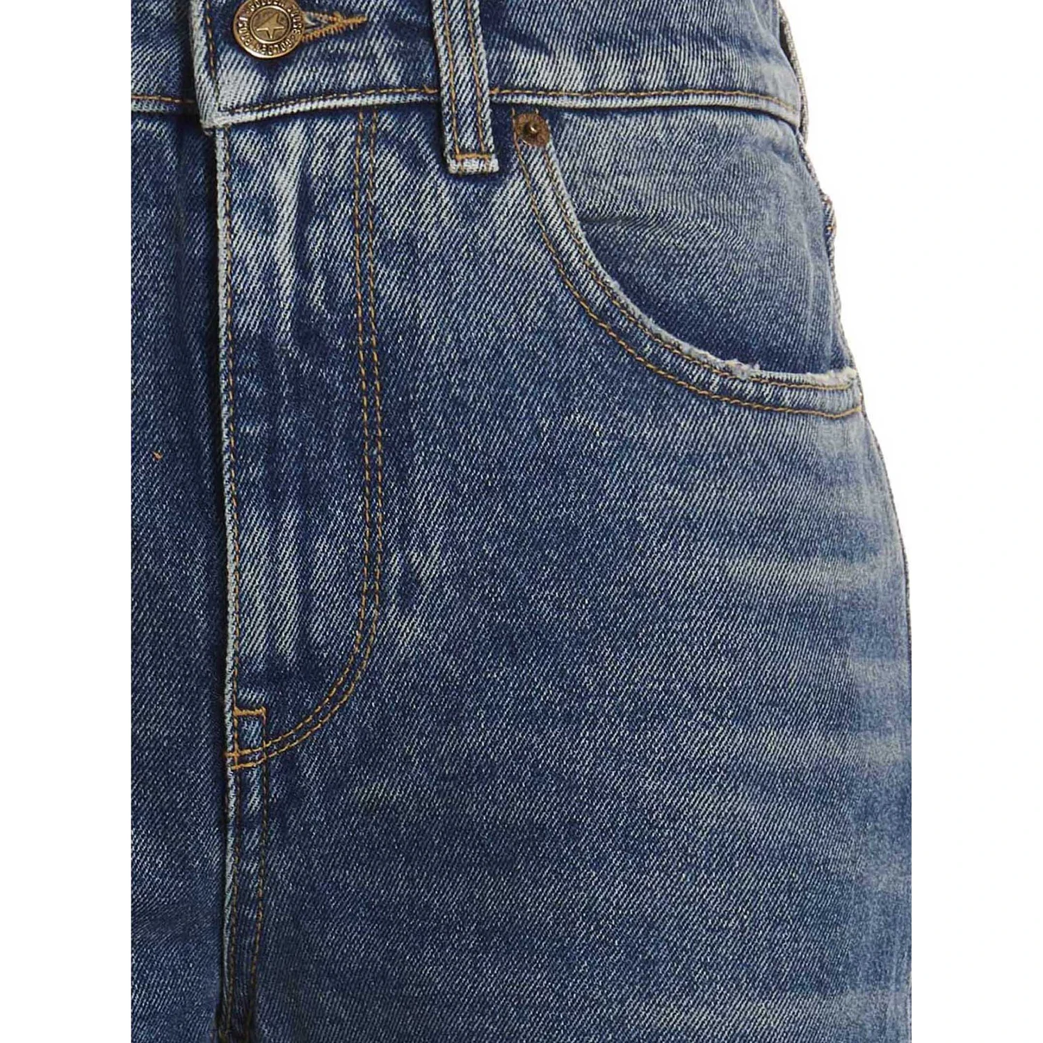 Blue Cotton Flared Jeans