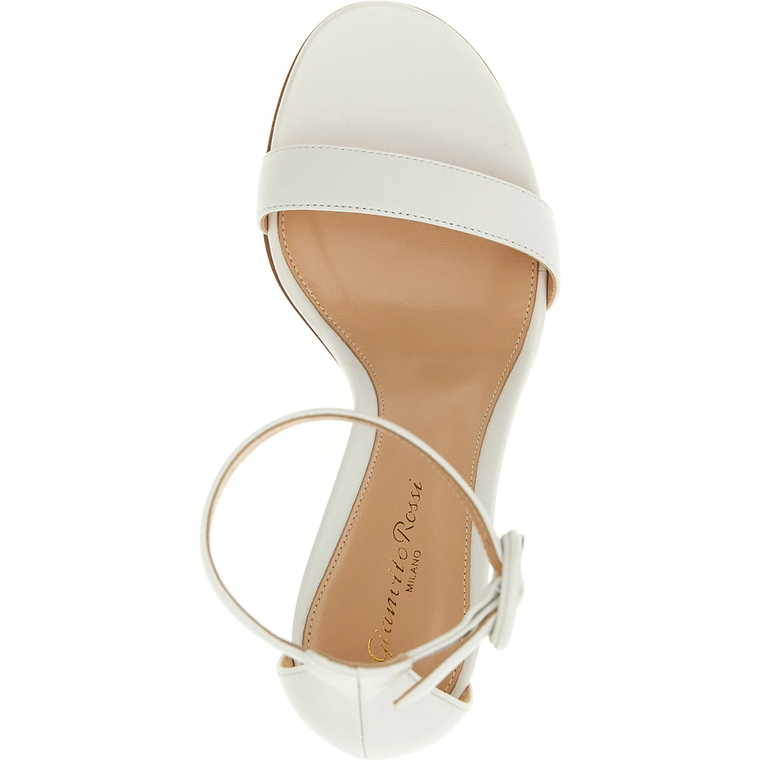 White Napa Leather / Calf Bos Taurus Stiletto Heel Sandals