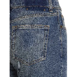 Blue Cotton Flared Jeans