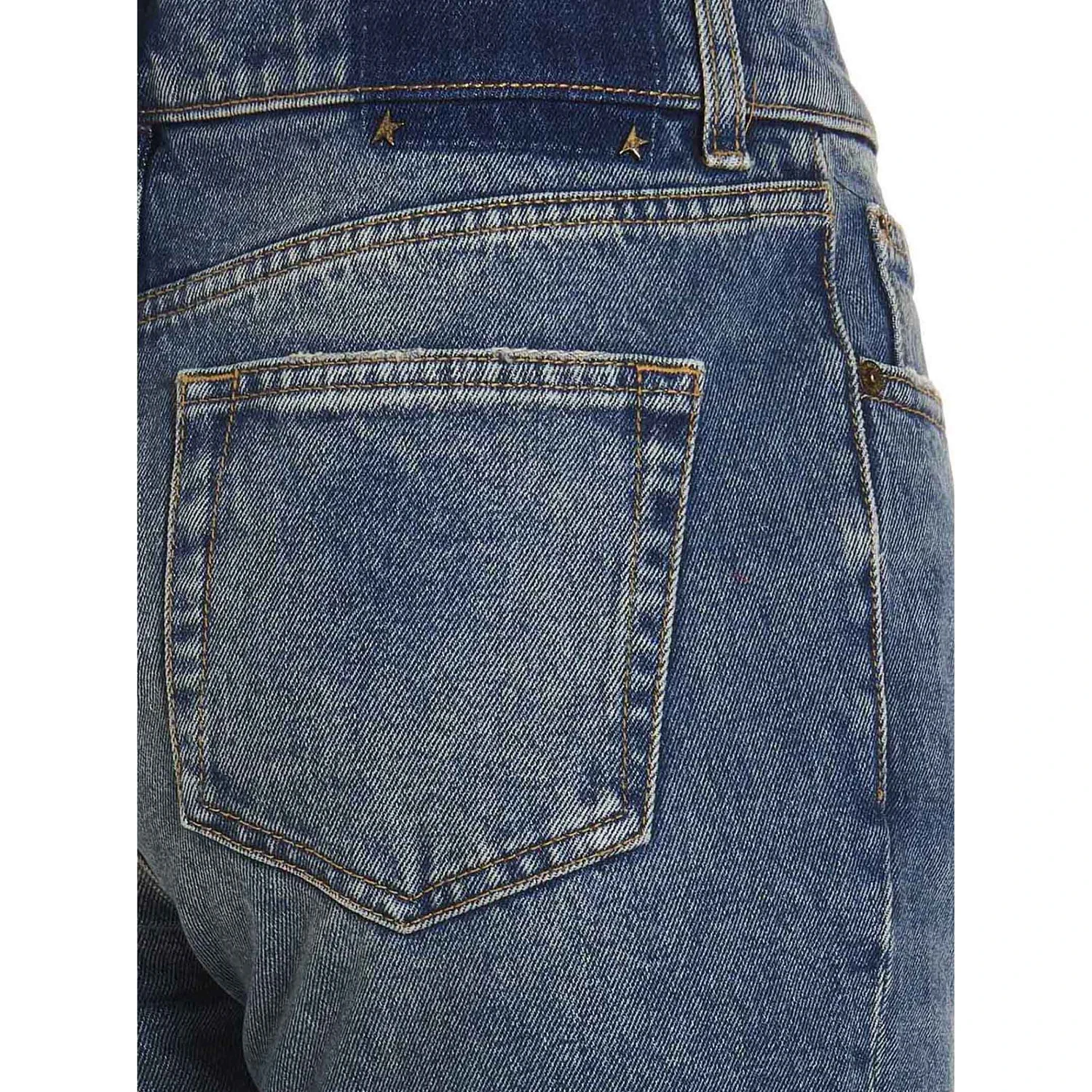 Blue Cotton Flared Jeans