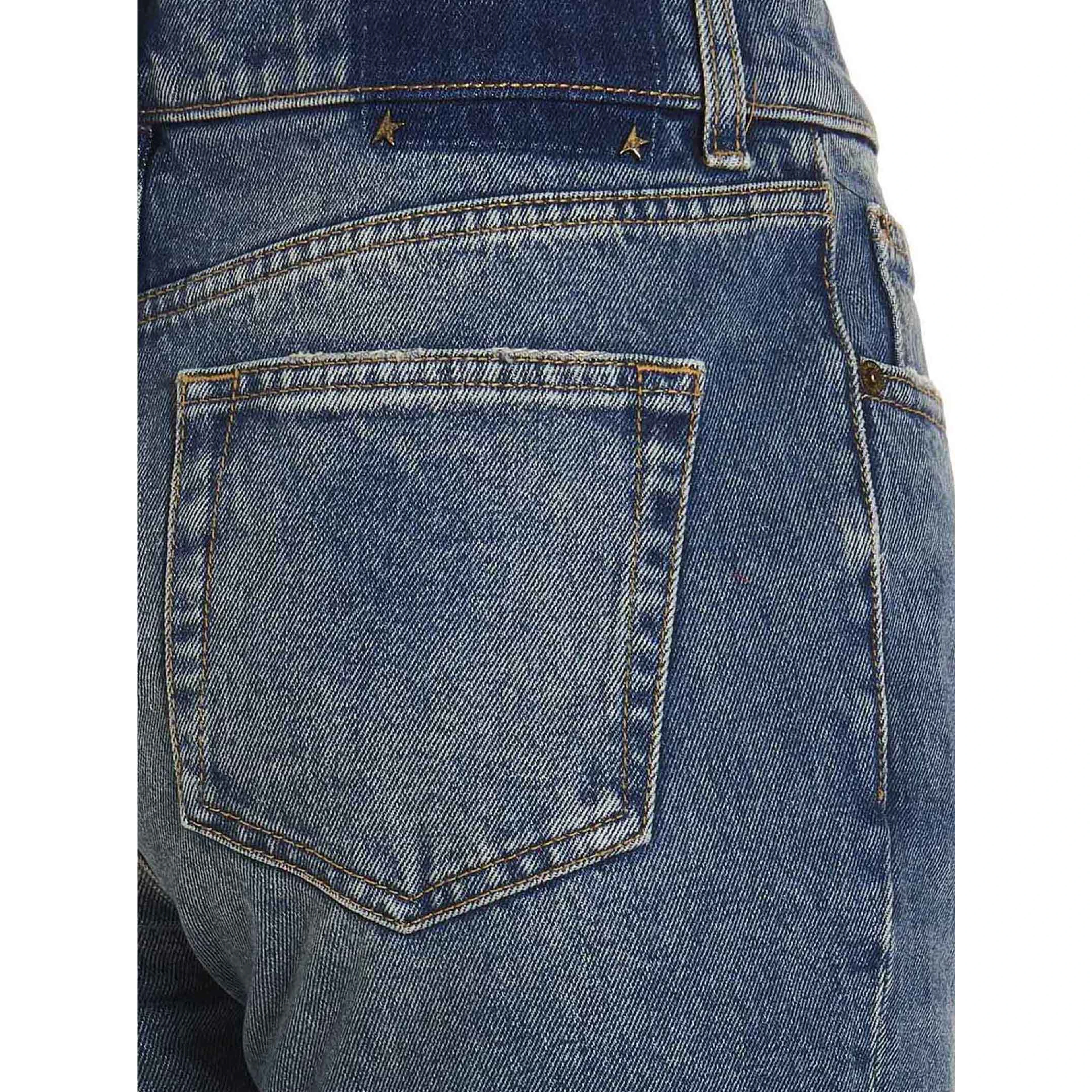 Blue Cotton Flared Jeans