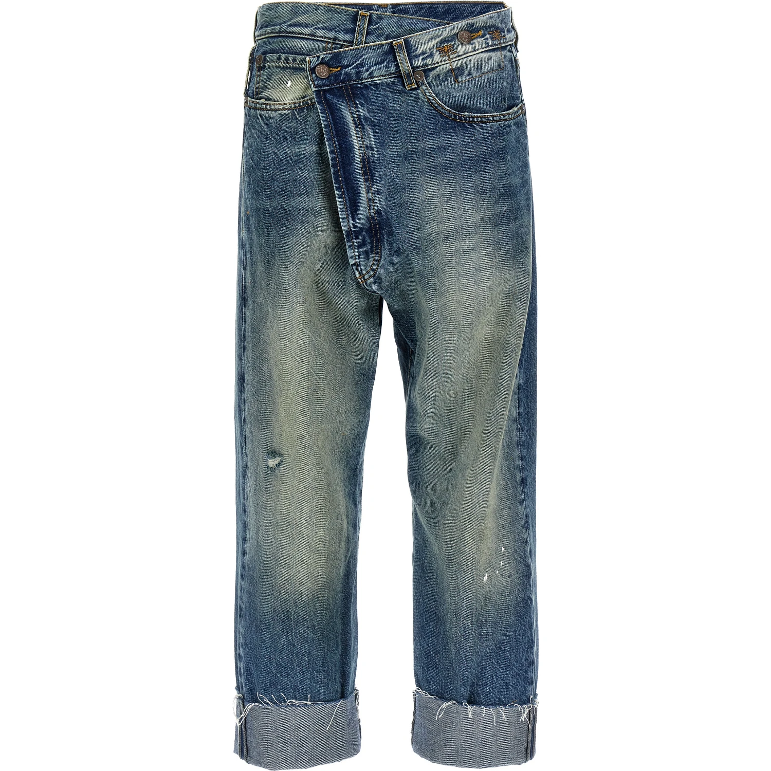 Blue Cotton Straight-Leg Jeans