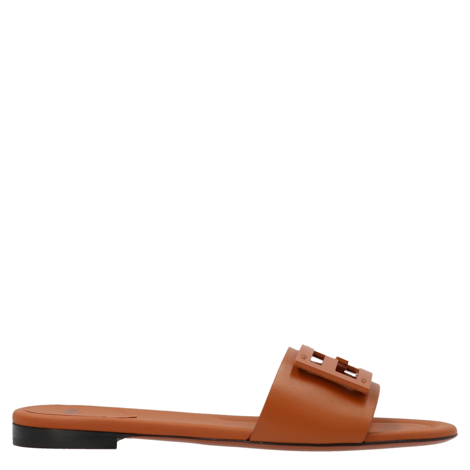 Brown Lamb Leather Slides