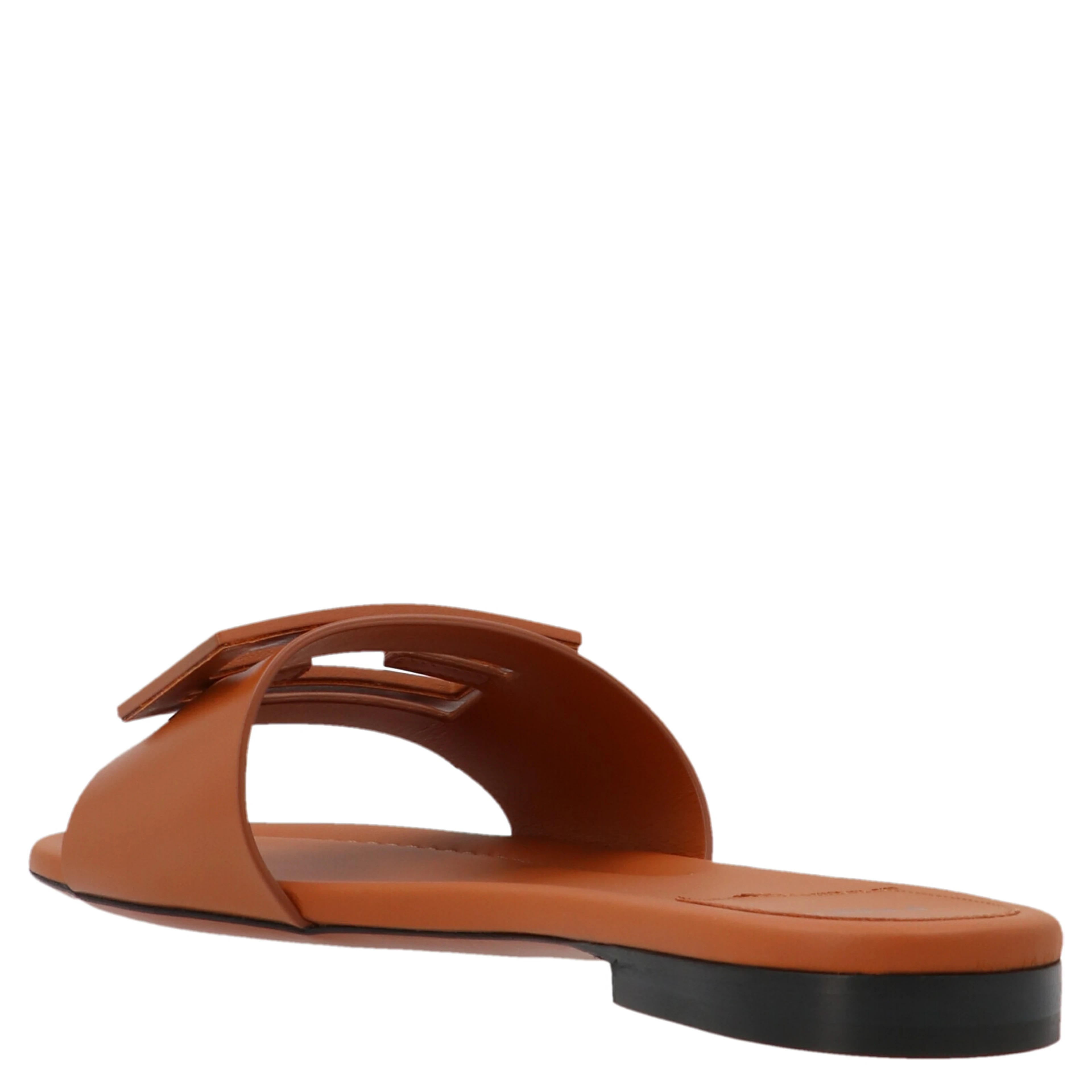 Brown Lamb Leather Slides