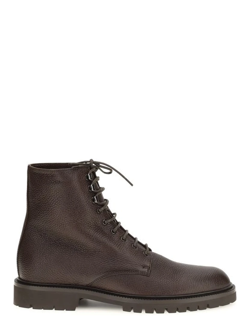 Brown Calf Leather Bos Taurus Lace-Up Boots