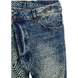 Blue Cotton Straight-Leg Jeans