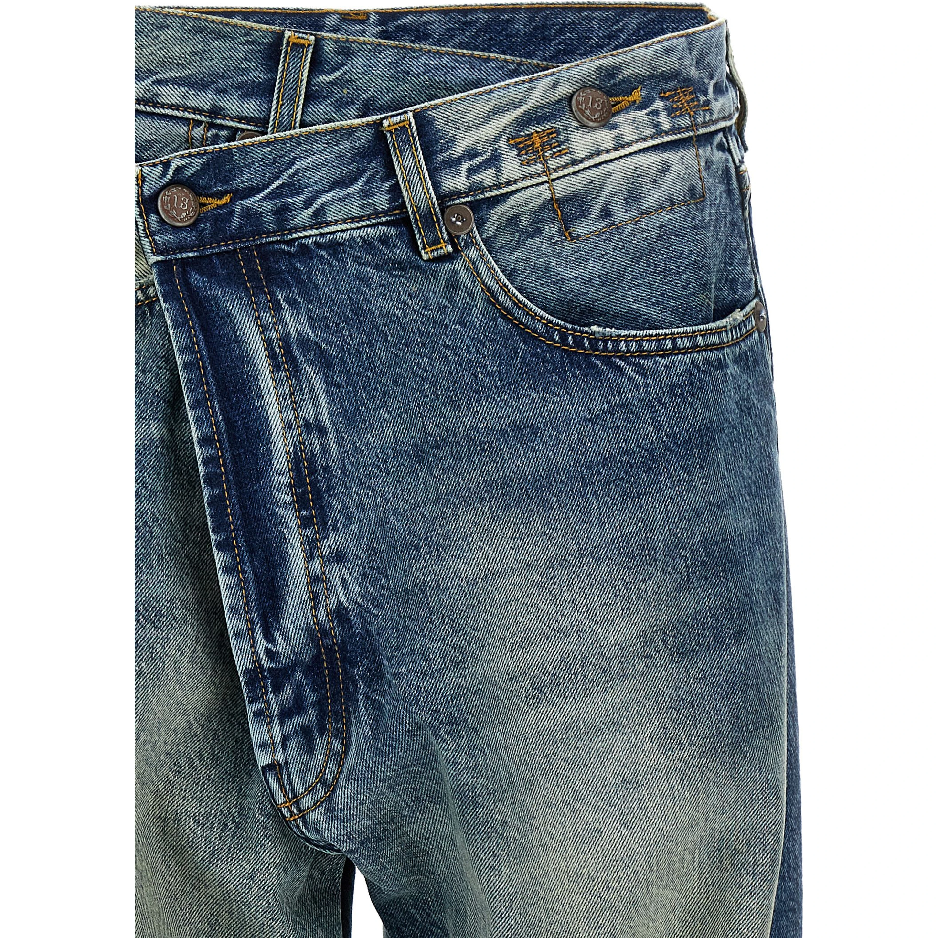 Blue Cotton Straight-Leg Jeans