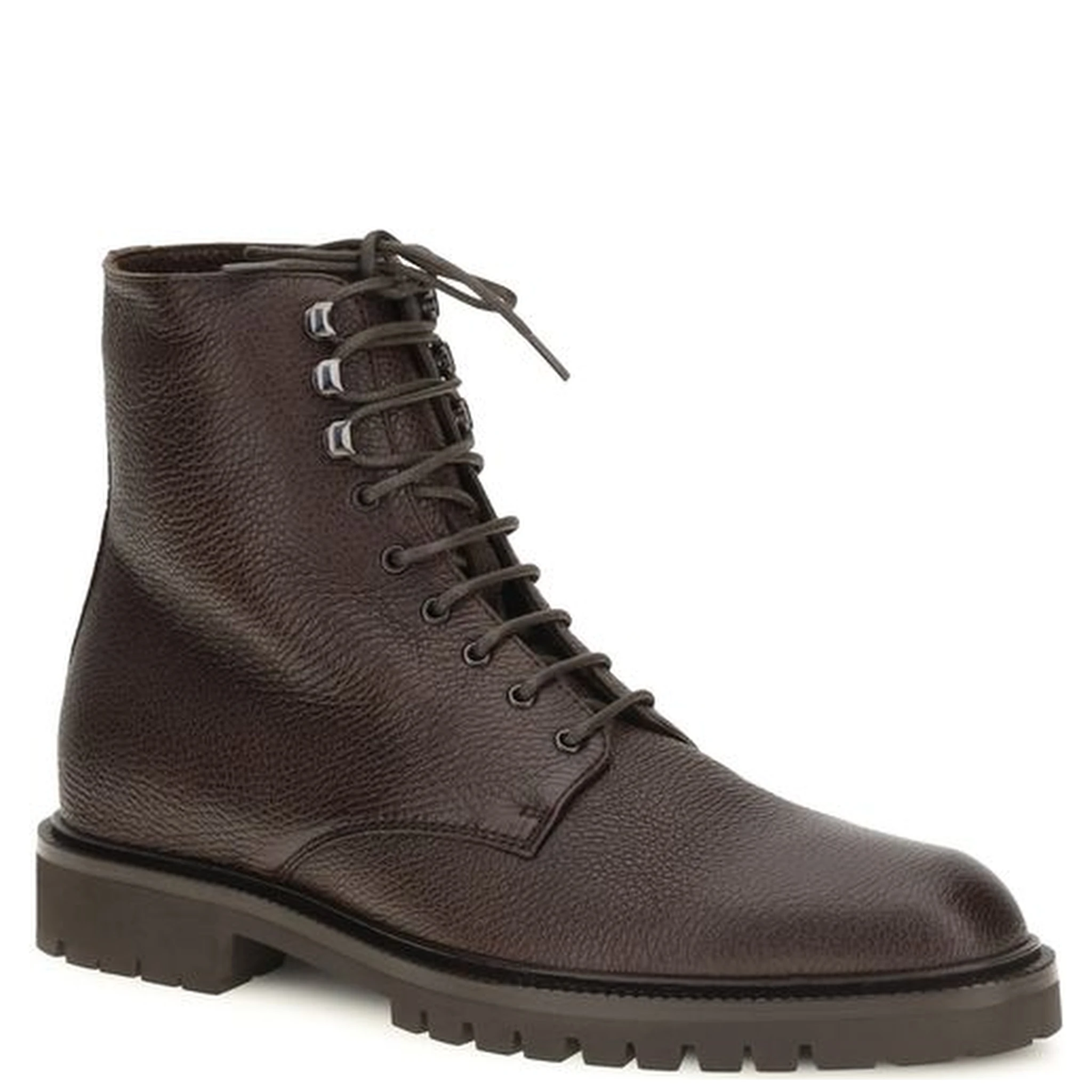 Brown Calf Leather Bos Taurus Lace-Up Boots