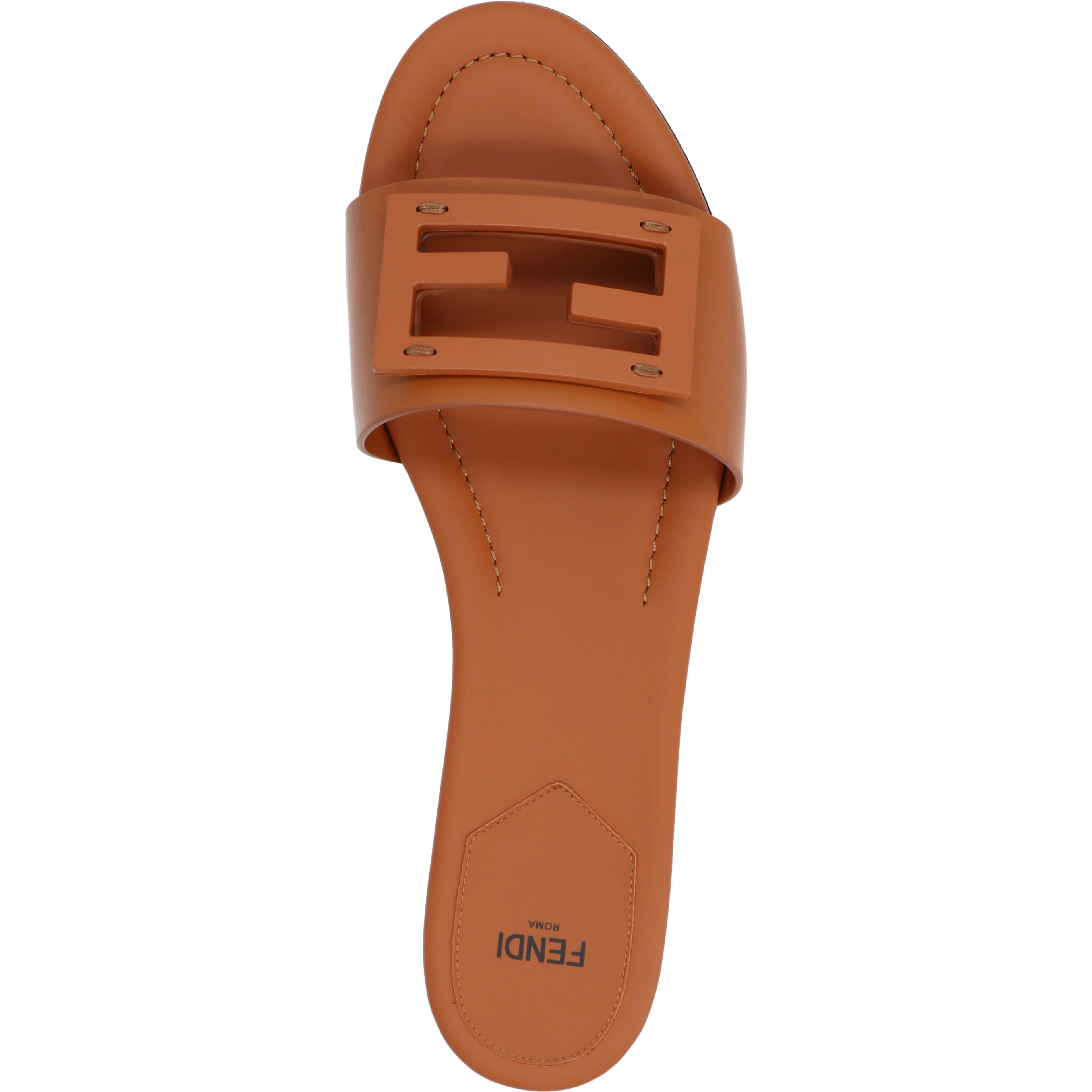 Brown Lamb Leather Slides