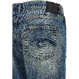 Blue Cotton Straight-Leg Jeans