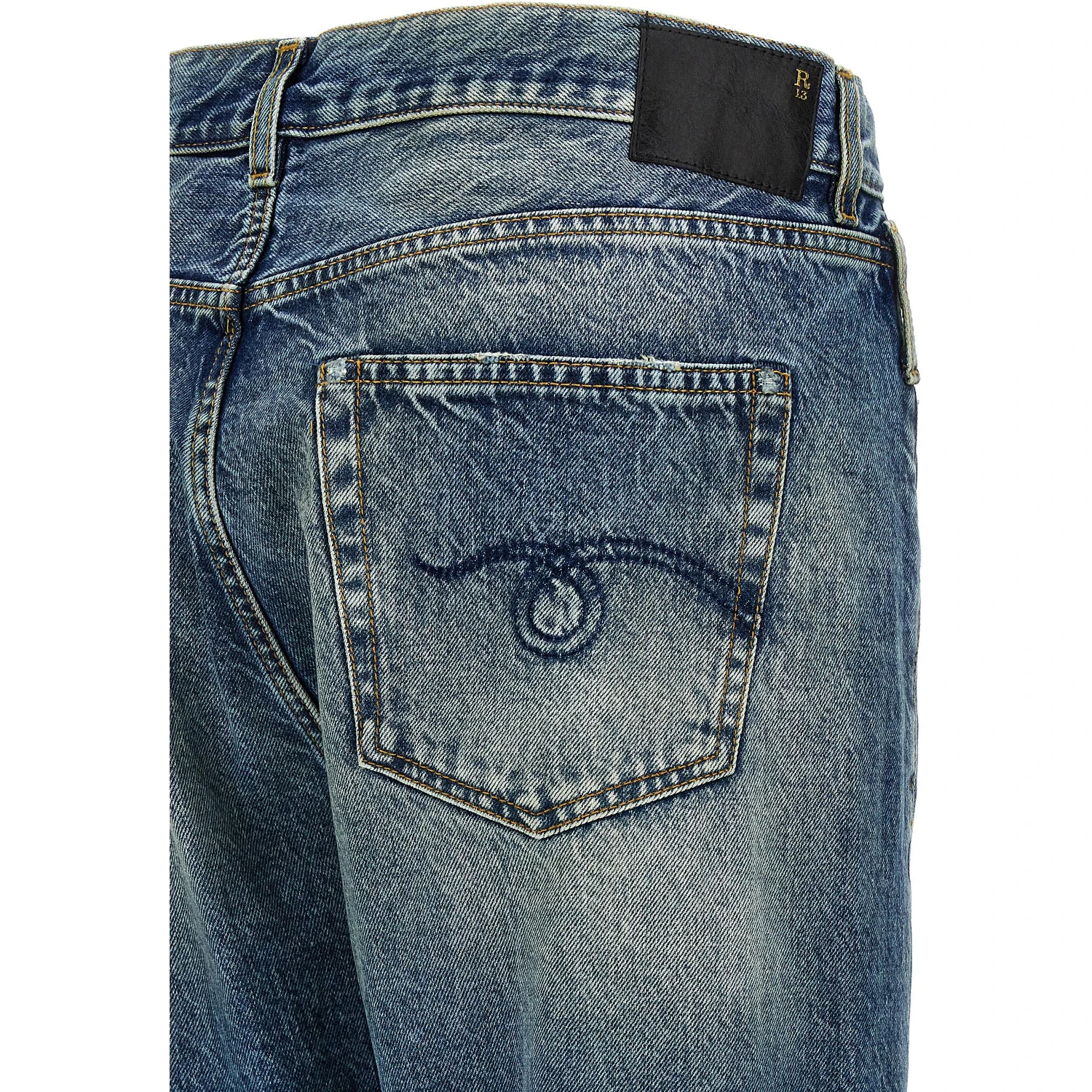 Blue Cotton Straight-Leg Jeans