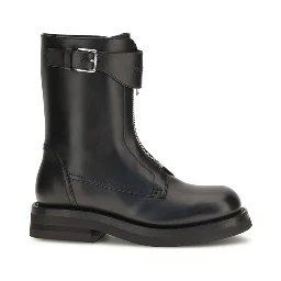 Black Calf Leather Bos Taurus Lace-Up Boots