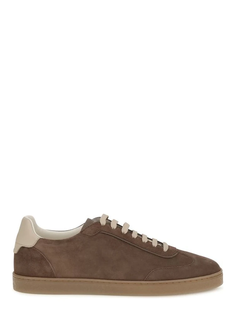 Beige Calf Leather Bos Taurus Low Top Sneakers